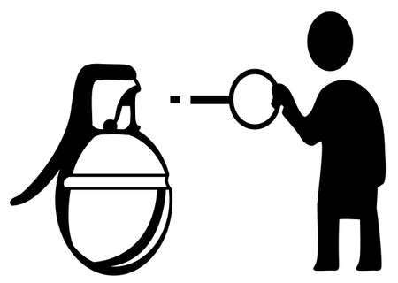Grenade pin pull symbol black, vector illustration, horizontal, isolatedのイラスト素材