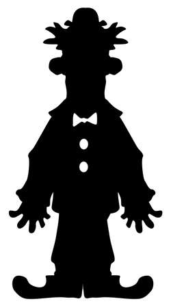 Comedian cartoon figure silhouette stencil black, vector illustration, vertical, over white, isolatedのイラスト素材