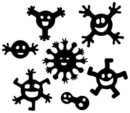 Physical contact touching happy stencil icon set selection black, vector illustration, horizontal, over white, isolatedのイラスト素材