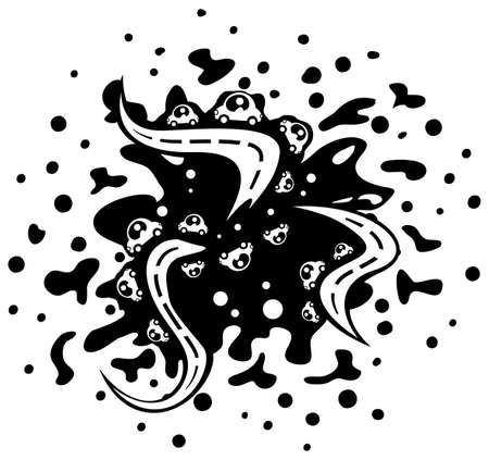 Traffic cars transportation abstract splatter grunge black, vector illustration, horizontal, isolatedのイラスト素材