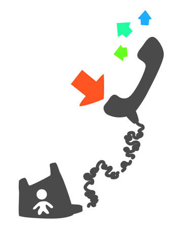 Phone call instructions cartoon color vector illustration, horizontalのイラスト素材