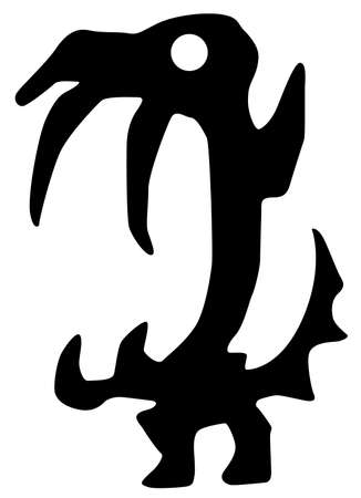 Monster Halloween creature vampire silhouette stencil black, vector illustration, vertical, over white, isolatedのイラスト素材