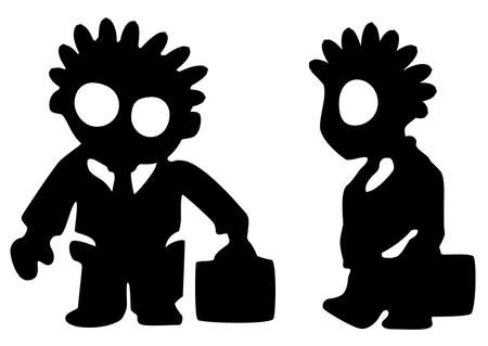 Businessman vacant eyes figure silhouette stencil black, vector illustration, horizontal, over white, isolatedのイラスト素材