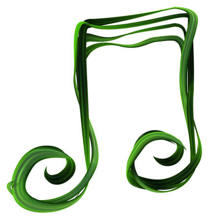 Plant vines green growing twisting music note shape, 3d illustration, horizontal, isolated, over whiteの写真素材