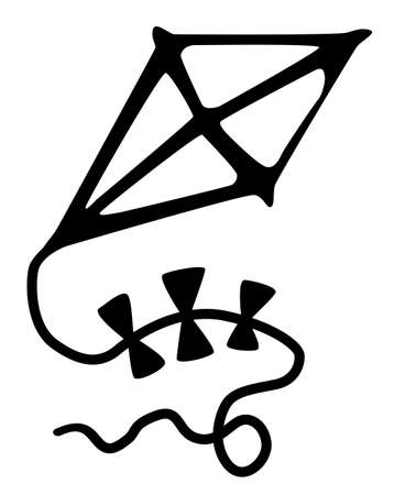 Kite string stencil black, vector illustration, vertical, isolatedのイラスト素材