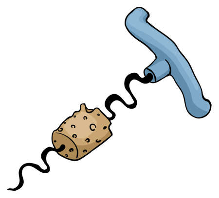 Corkscrew cartoon color drawing, vector illustration, horizontal, over white, isolatedのイラスト素材