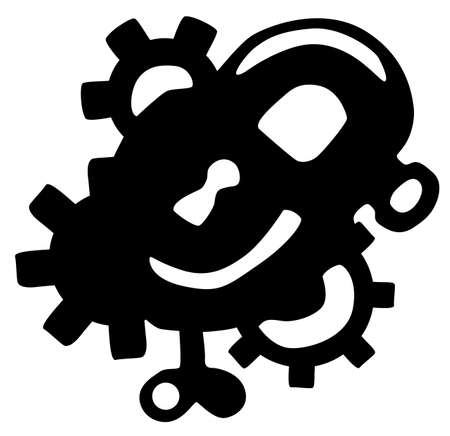 Padlock mechanical stencil black, vector illustration, horizontal, isolatedのイラスト素材