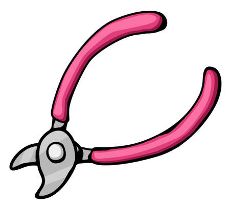 Pliers tool cartoon color drawing, vector illustration, horizontal, over white, isolatedのイラスト素材