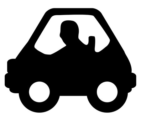 Car mini stencil black, vector illustration, horizontal, isolatedのイラスト素材
