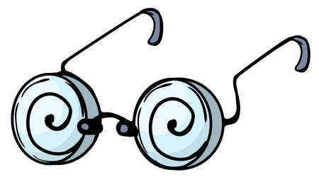 Glasses spiral cartoon color drawing, vector illustration, horizontal, over white, isolatedのイラスト素材
