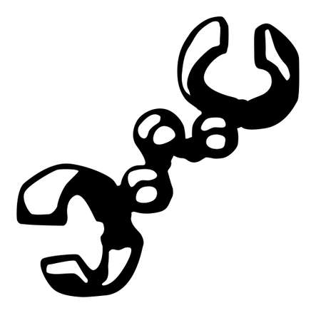 Shackles handcuffs chain stencil black, vector illustration, horizontal, isolatedのイラスト素材