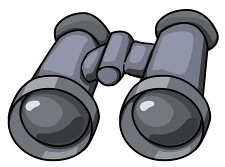Binoculars object cartoon color drawing, vector illustration, horizontal, over white, isolatedのイラスト素材