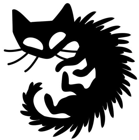 Spiky cat fur stencil black, vector illustration, horizontal, isolatedのイラスト素材