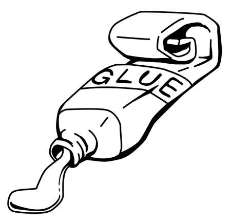 Glue tube object cartoon line drawing, vector, horizontal, black and white, isolatedのイラスト素材