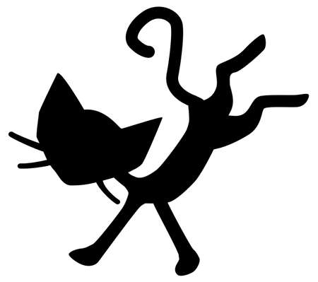 Cat tumble stencil black, vector illustration, horizontal, isolatedのイラスト素材
