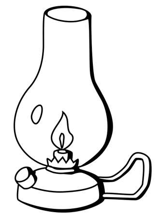 Fuel lantern object cartoon line drawing, vector, horizontal, black and white, isolatedのイラスト素材