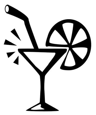 Cocktail glass stencil black, vector illustration, vertical, isolatedのイラスト素材