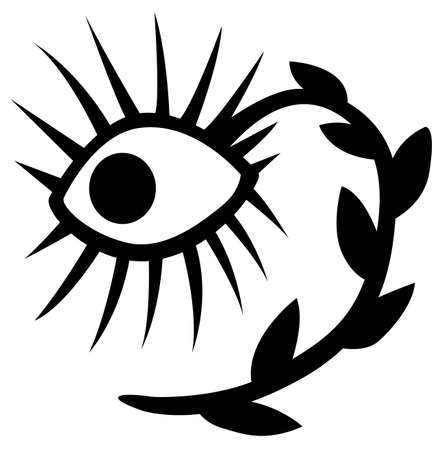 Flower eye spiky stencil black, vector illustration, horizontal, isolatedのイラスト素材