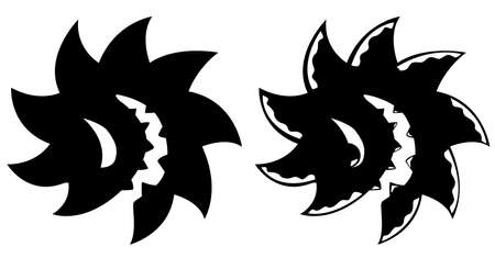 Saw blade evil stencil black, vector illustration, horizontal, isolatedのイラスト素材