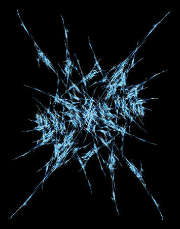 Ice shard brittle threads shape abstract, vertical, isolated, over blackの写真素材