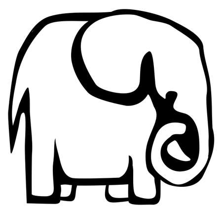 Elephant square shape stencil black, vector illustration, horizontal, isolatedのイラスト素材