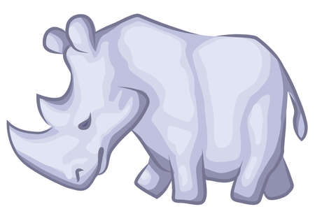 Rhino walking cartoon design element, isolated vector, horizontalのイラスト素材