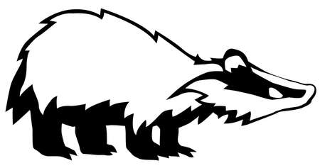 Badger standing animal stencil black, vector illustration, horizontal, isolatedのイラスト素材