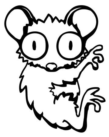 Loris animal clinging pose stencil black, vector illustration, vertical, isolatedのイラスト素材