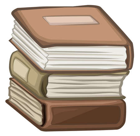Books three stack cartoon design element, isolated vector, horizontalのイラスト素材