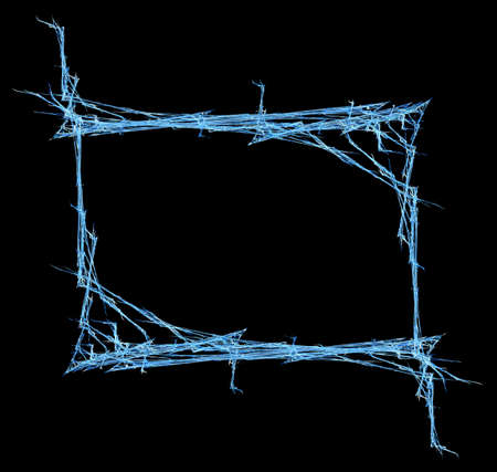 Ice shard frame corners shape abstract, horizontal, isolated, over blackの写真素材
