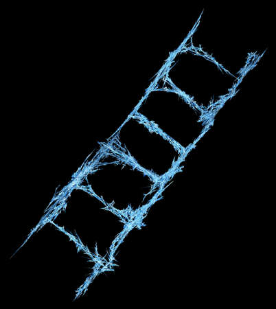 Ice shard ladder shape abstract, horizontal, isolated, over blackの写真素材