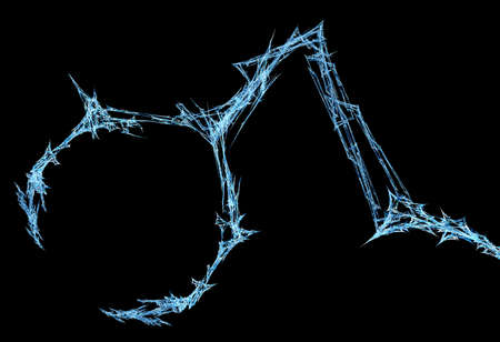 Ice shard robot arm shape abstract, horizontal, isolated, over blackの写真素材