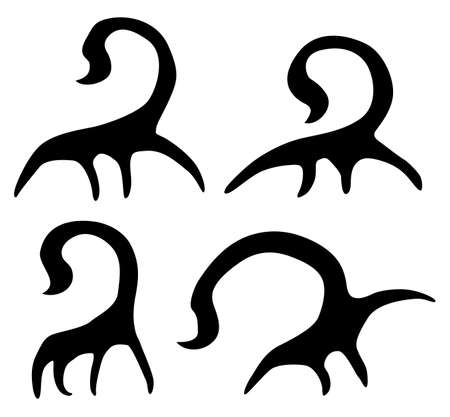 Quadruped abstract scorpion symbol black, vector illustration, horizontal, isolatedのイラスト素材