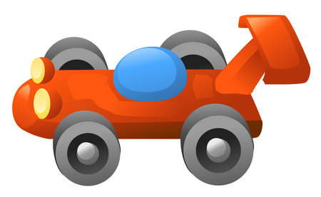 Racing car small cartoon color vector illustration, horizontal, over white, isolatedのイラスト素材