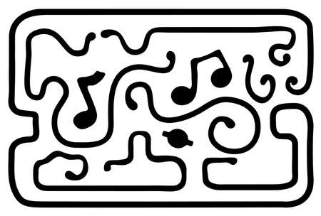 Music note tablet decorative black design element, vector illustration, horizontal, isolatedのイラスト素材