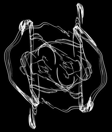 Ink white parallels shape abstract illustration, vertical, isolated, over blackの写真素材