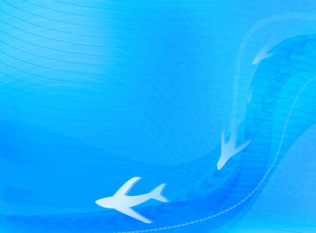Airplane flight path background illustration blue, illustration, horizontalの写真素材