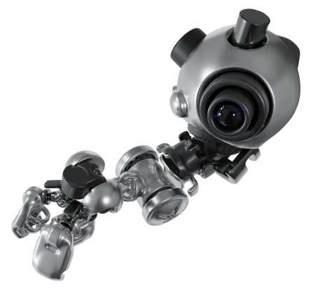 Arm ball small robot metal, 3d illustration, horizontal, isolatedの写真素材