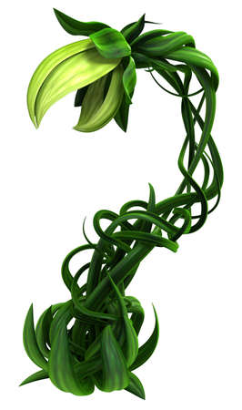 Plant growing green biting heavy big one, 3d illustration, vertical, isolated, over whiteの写真素材