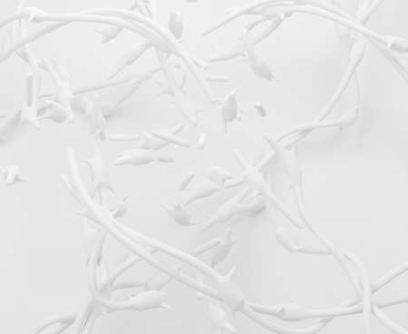 Barbed wire smooth abstract 3d illustration, white background horizontalの写真素材