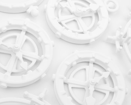 Clock ring mechanism white on surface 3d illustration abstract, horizontalの写真素材