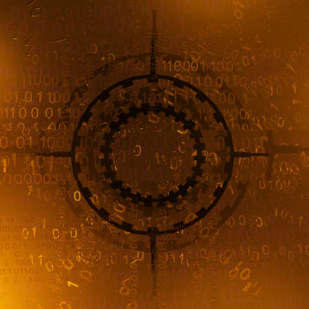 Targeting mechanism, cyberspace virtual reality abstract 3d illustration, horizontalの写真素材