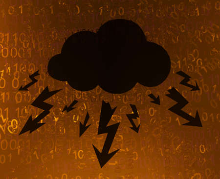 Storm cloud, cyberspace virtual reality abstract 3d illustration, horizontalの写真素材