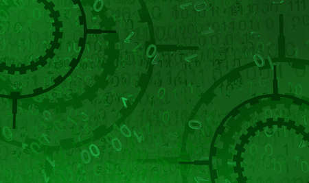 Aiming rings background, cyberspace virtual reality abstract 3d illustration, horizontalの写真素材
