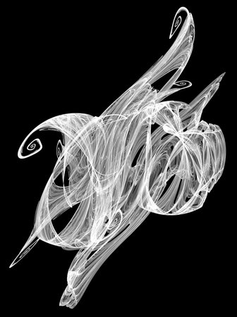 Ink white weave element abstract illustration, vertical, isolated, over blackの写真素材