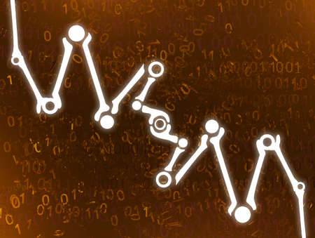 Joints links, cyberspace virtual reality abstract 3d illustration, horizontal