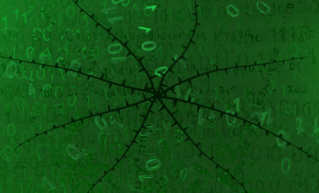 Barbed green, cyberspace virtual reality abstract 3d illustration, horizontalの写真素材