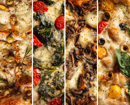 Menu design different italian focaccia wheat tortilla, horizontalの写真素材