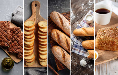 Menu design different types of bread loaf toasts, horizontalの写真素材