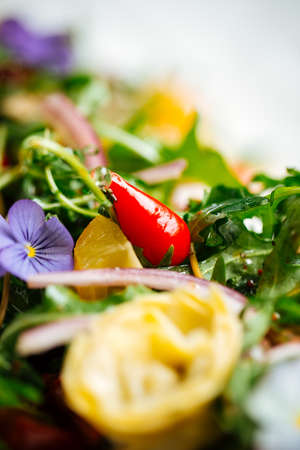 Closeup on gourmet spanish salad with artichokes and greensの写真素材